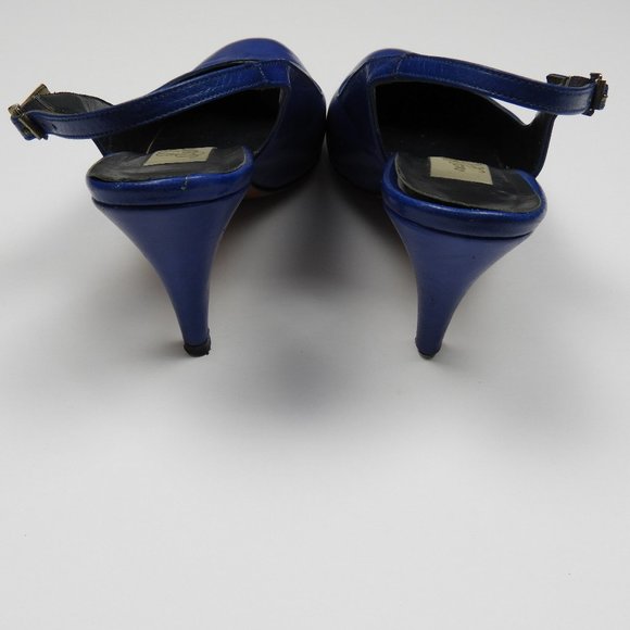 Vintage Blue Leather Slingback Heels - Picture 4 of 5